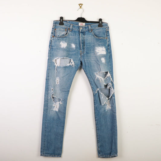 Levis Distressed 501 Jeans in Blue